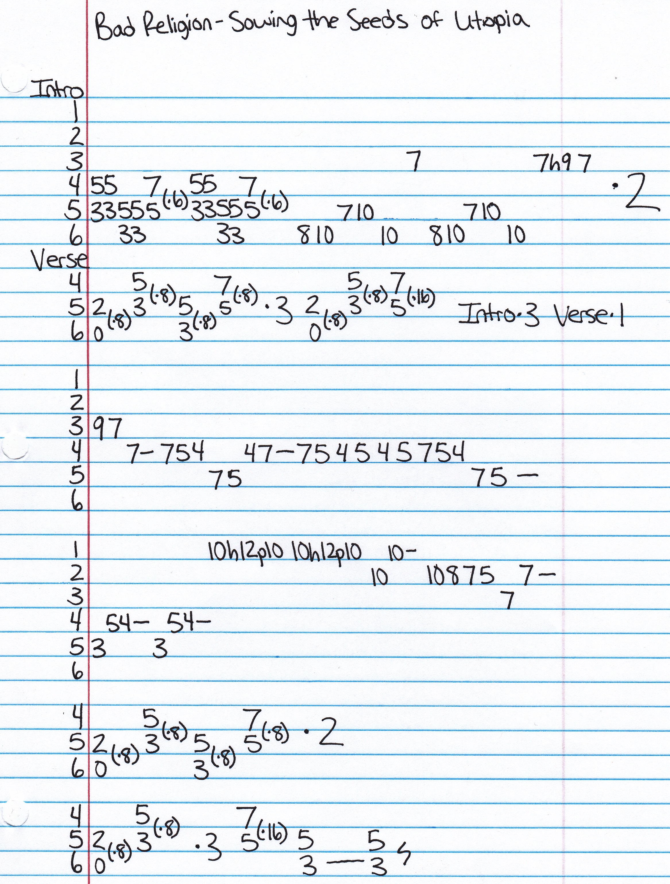 High quality guitar tab for Sowing The Seeds Of Utopia by Bad Religion off of the album No Substance. ***Complete and accurate guitar tab!***